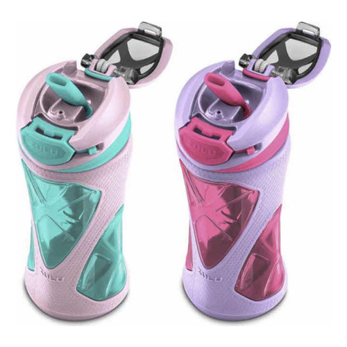 2 Botellas De Tritan Para Agua Niños Thermo Zulu Atlhetic Color Rosa/Morado