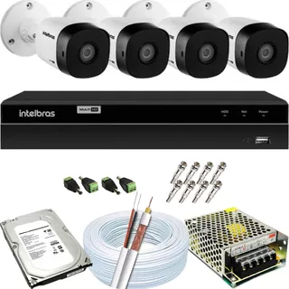 Kit Intelbras 4 Câmeras Infravermelho Prova D`agua E Dvr