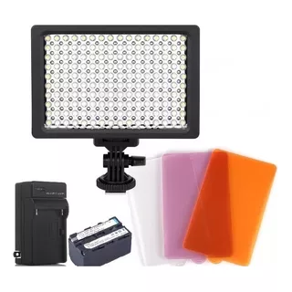 Iluminador Led Greika Pt176s P/ Câmera + Bateria Carregador Cor Da Estrutura Preto Cor Da Luz Branco-neutro 110v/220v