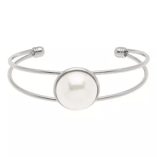 Pulsera Ajustable De Rodio Con Perlas Para Dama