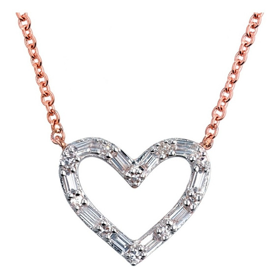 Gargantilla Bizzarro Corazon Oro Rosa 14k Con 12pts Diamante