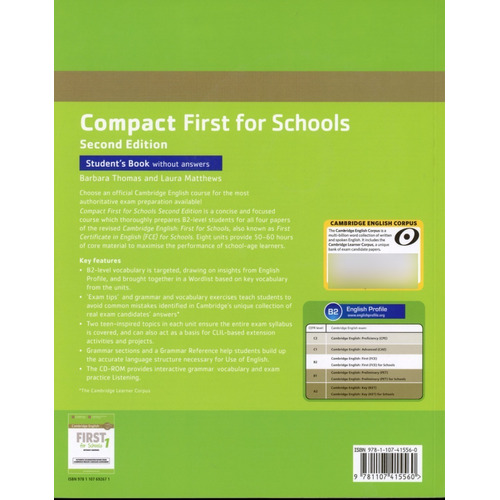 Compact First For Schools -   Student`s & Cd-rom *2ed Kel Ed
