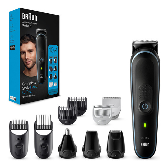 Recortadora De Barba Braun Mgk5445 10 En 1 Color Negro