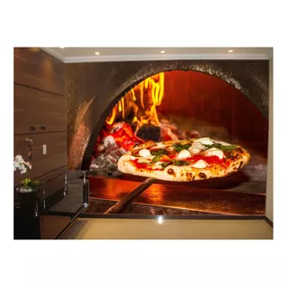Papel De Parede 3d Alimentos Pizza Ingredientes 4,5m² Al452
