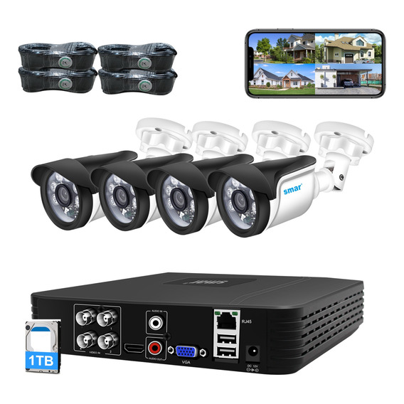 Camaras 4 De Cctv Fhd 5mp Y Dvr Alta Definicion Disco 1tb