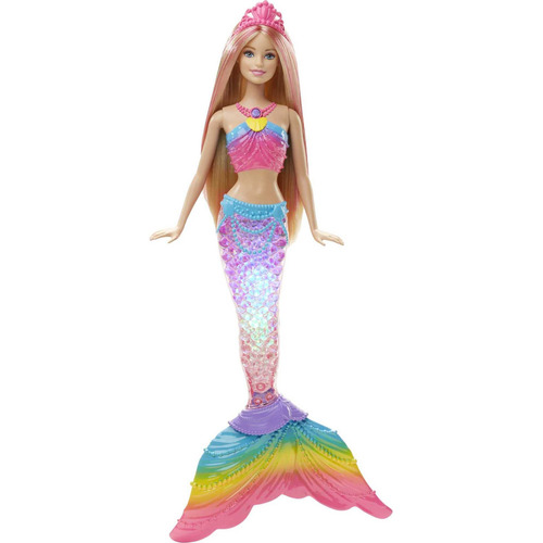 Muñeca Barbie Modelo Sirena Arco Iris Con Luces, Rubia