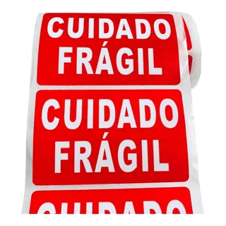 Kit 200 Etiquetas Frágil Cuidado Fragil Rolo Adesivo Couche 