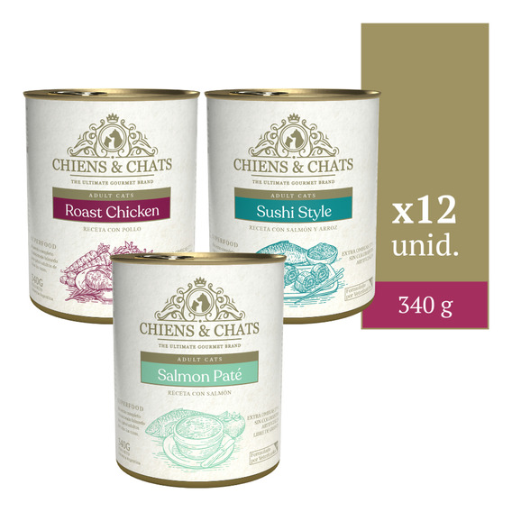Agility Chiens & Chats Alimento Natural variety pack alimento húmedo para gatos por 12 unidades
