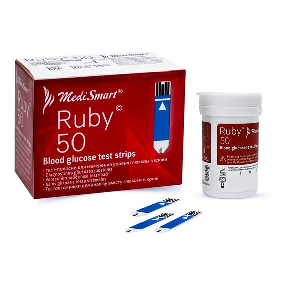 Tiras Reactivas Para Glucómetro Ruby - Caja con 50 pruebas - MediSmart