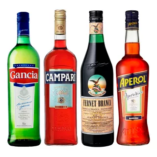 Combo Aperitivos Fernet Branca + Aperol + Campari + Gancia