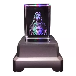 10 Cubos De Cristal 3d Grabado Laser Base Led Rgb 