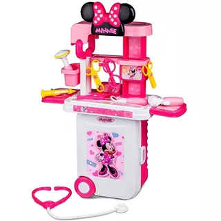 Maleta De Viagem Minnie Médico Play Set 3 Em 1 Multikids