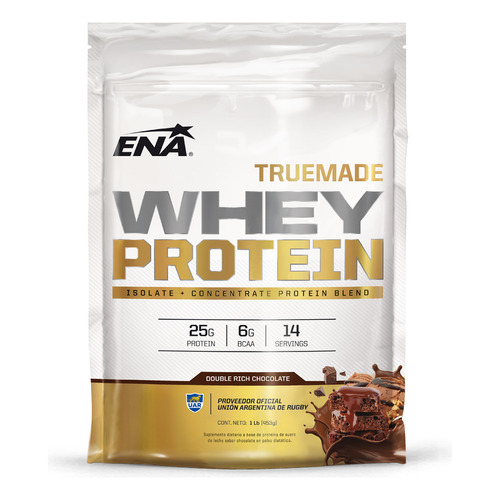 Suplemento en polvo ENA Sport  True Made proteínas sabor double rich chocolate en sachet de 453g