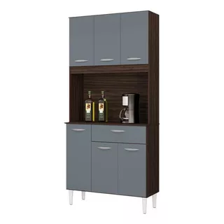 Armario Mueble De Cocina Kit Multiuso Aparador Color Capuchino/gris