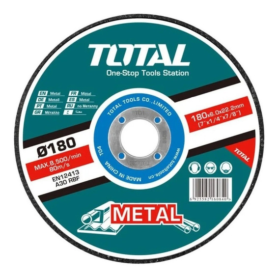 Disco Corte 180mm 7 PuLG Metal Amoladora Total Tac2211802
