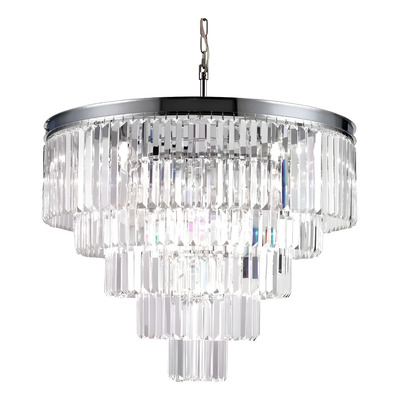 Lampara Colgante Cristal 60cm 5 Pisos Cromo 8 Luces E14 Dx