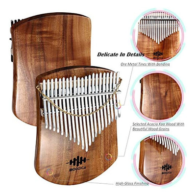 Moozica 21 Teclas Solid Koa Kalimba, Tablero De Madera Maciz