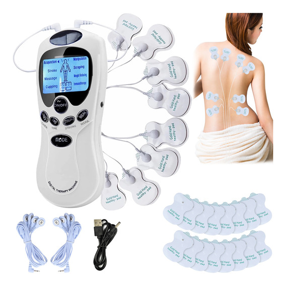 Electro Estimulador Muscular Tens Ems Masajeador Electrodos