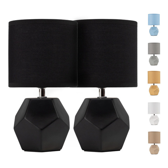 Set De 2 Lamparas De Mesa Buro Ceramica Estilo Minimalista Color de la estructura Negro