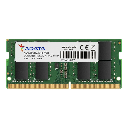 Memoria RAM Premier gamer color verde 4GB 1 Adata AD4S26664G19-SGN