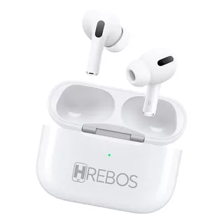 Fone De Ouvido Wireless Earbuds Bluetooth Tws Hrebos - Full Cor Branco Luz Verde