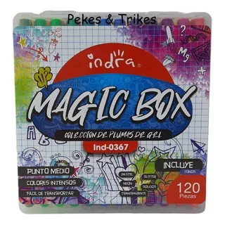 Plumas De Gel 120 Colores Indra Magic Box Estuche Rigido Color De La Tinta Surtidos Color Del Exterior Transparente