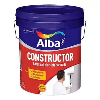 Pintura Latex Alba Constructor Interior / Exterior 20 Lts Acabado Mate Color Blanco