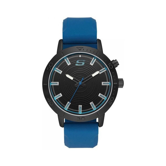 Reloj pulsera Skechers SR5145 de cuerpo color negro, para hombre, con correa de silicón color