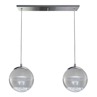 Colgante 2 Luces Globo Led Cairel Cristal Deco Moderno 