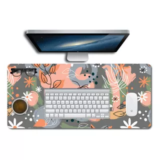 Desk Pad Gigante Xxl Escritorio Cdtek 84 X 38 Cm Flowers Color Gris