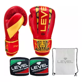 Kit Guantes De Box Vendas Level Boxeo Kick Boxing Thai Mma