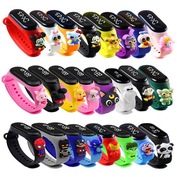 Reloj Pulsera Led Infantil De Dibujos Animados, 24 Piezas