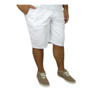 Bermuda Branca Jeans Sarja C Lycra Plus Size Tamanho Grande