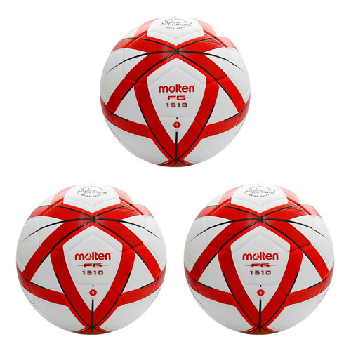Balon Forza 1510 Molten 3 Piezas Mayoreo Futbol Laminado Color Blanco/rojo/negro