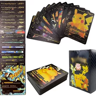 Caja 55 Cartas Plasticas Pokemon Negras (v, Vmax, Gx)