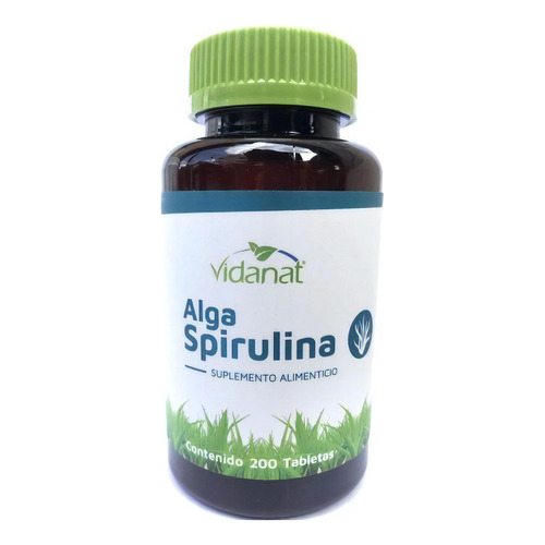 Alga Spirulina 200 Tabletas De 400 Mg Vidanat. Sabor Sin sabor