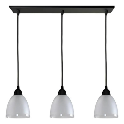 Colgante 3 Luces Vidrio Borde Transparente Negro Apto Led Satinado/negro