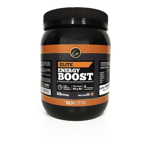 Energy Boost 1 Lb Gold Nutrition - Energía Cafeína + Taurina Sabor Wild Orange