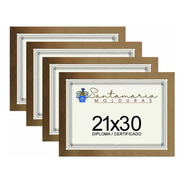 Kit 4 Molduras Porta Diploma Certificado A4 21x30 Dourado