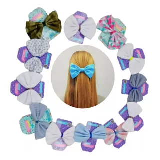 12pz Moño Broches Para El Cabello Bebe Niñas Estampados Mix