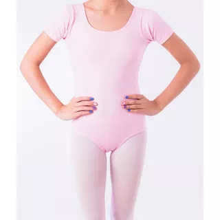 Collant Meia Manga Ballet Infantil / Body Balé Rosa