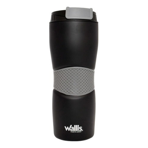 Vaso Wallis Térmico Antideslizante Tapa Rosca 470ml Color Negro/Gris