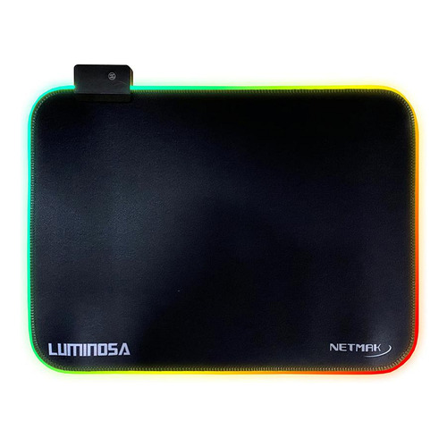 Mouse Pad Gamer Luz Led Rgb Retroiluminado Gaming Netmak Color Negro