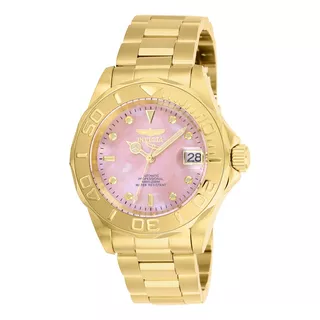 Invicta 28693 Automatico 40mm Feminino Banhado 18k E Rosa Correia Dourado Bisel Dourado