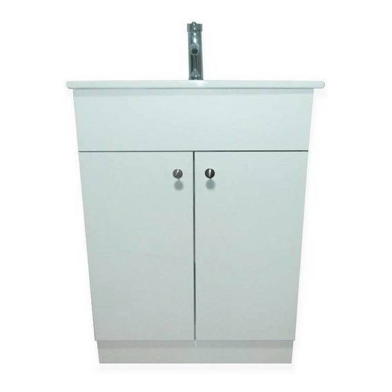 Vanitorio Modern Space MS-6047B de 60cm de ancho, 82cm de alto y 47cm de profundidad con bacha y mueble color blanco con un agujero para grifería