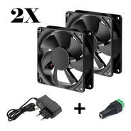 Kit 2x Fan Cooler 80x80x25mm Micro Ventilador + 1x Fonte 12v