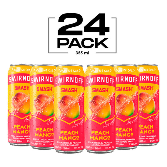 Smirnoff Smash Peach-mango 355 Ml 8% Alc. Pack 24 Latas