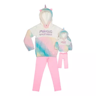 Conjunto Infantil Unicórnio Ma0277 + Da Boneca Marthiê