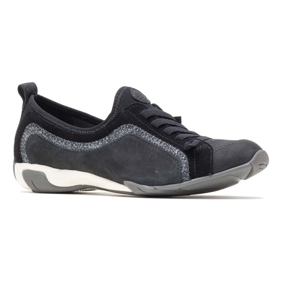 Sneaker Hush Puppies Qualify Black Nubu Para Dama