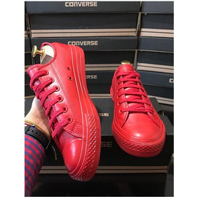 converse rojos de piel